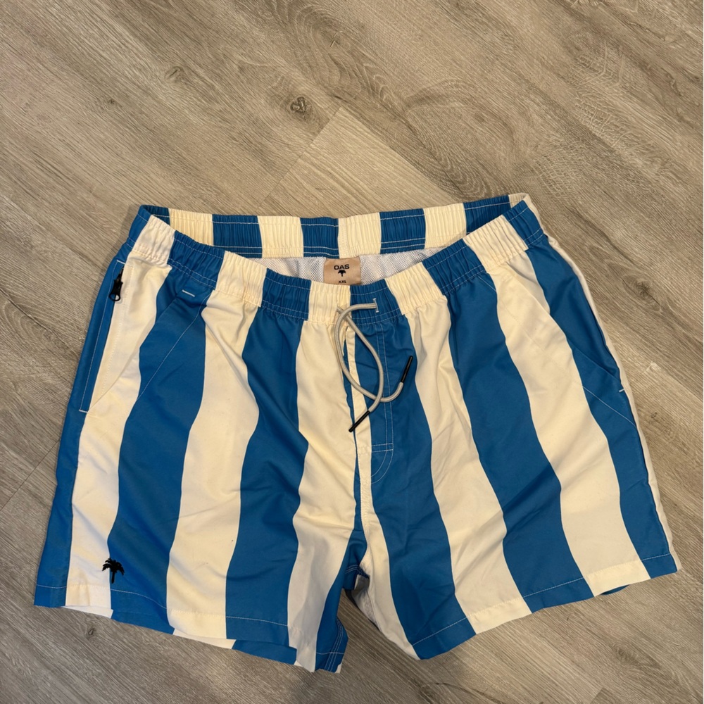 OAS Cream and Blue Striped Shorts